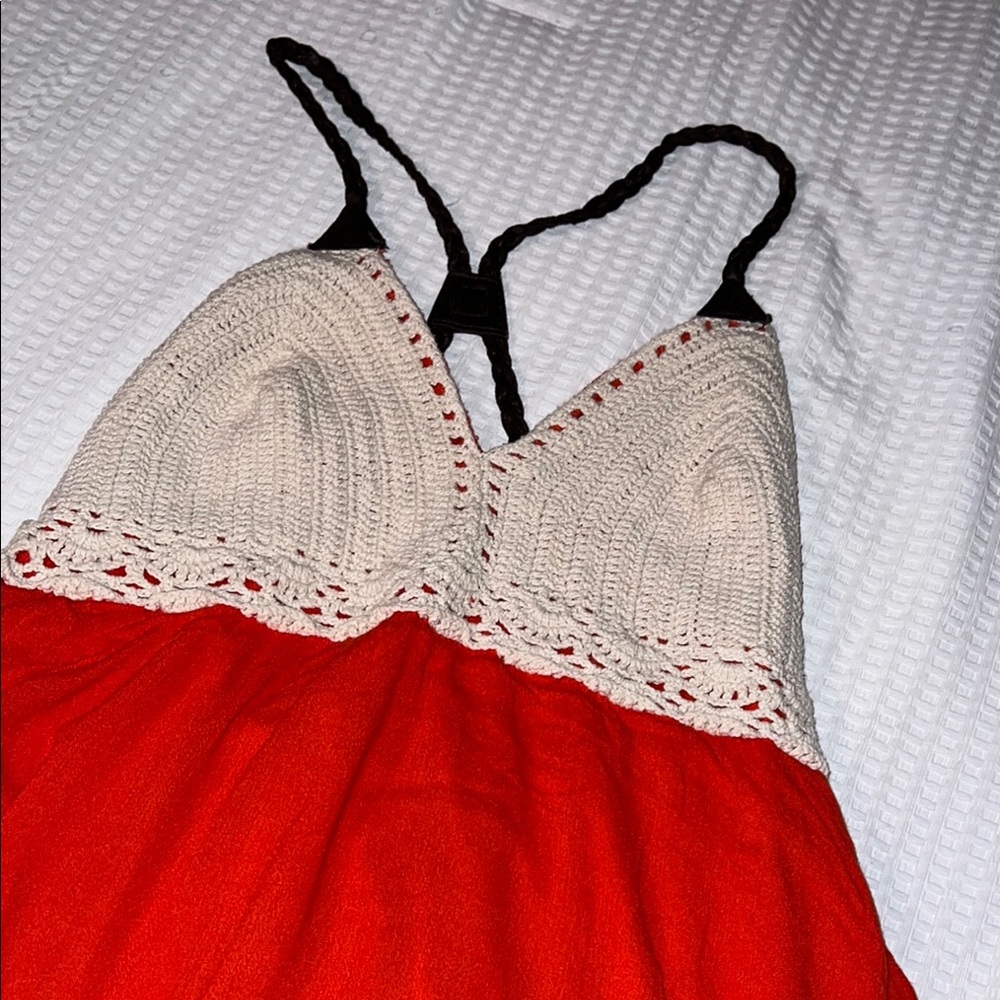 Shyanne Red and Cream Ruffled Dress - Picture 2 of 6